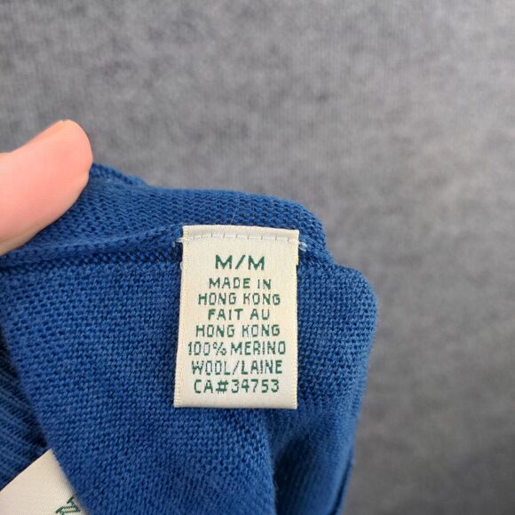 Fairway & Greene Merino Wool Sweater Mens Size M Blue Wolf Run Golf Course - Picture 13 of 13